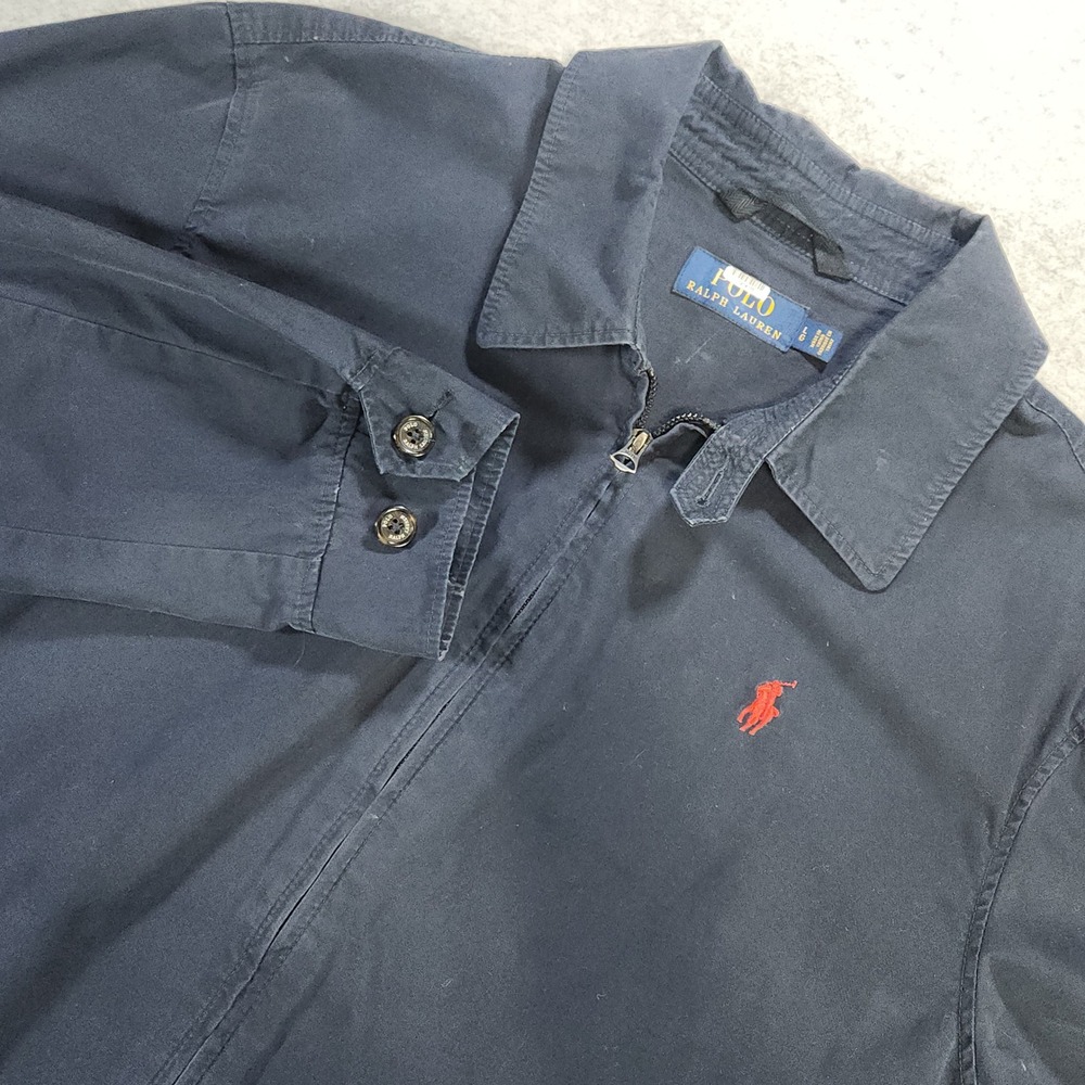 Polo Ralph Lauren Mens Navy Blue Harrington Jacket Cotton Full Zip Large